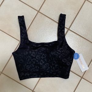 NWT Marika Black Embossed Lola Longline Sports Workout Bra Removable Pads Med
